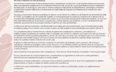 COMUNICADO PÚBLICO: “LA MATRONERÍA TIENE COMPETENCIAS, AUTONOMÍA Y UN CAMPO PROFESIONAL QUE DEBE SER RESPETADO”